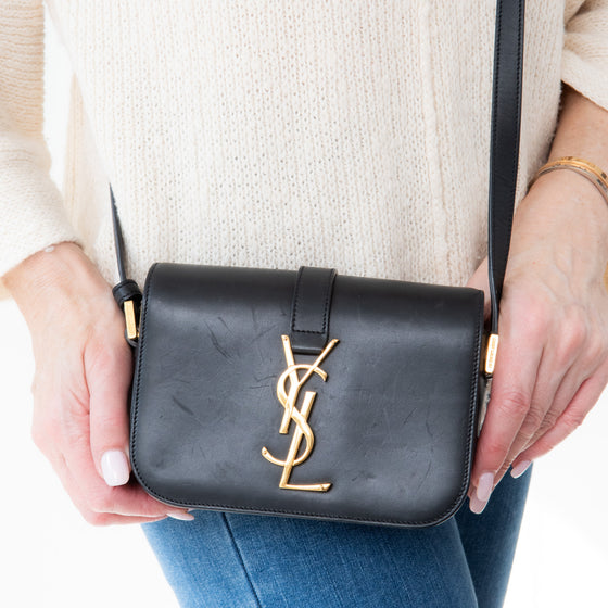 Saint Laurent Black Leather Monogramme Sac Université Crossbody Bag