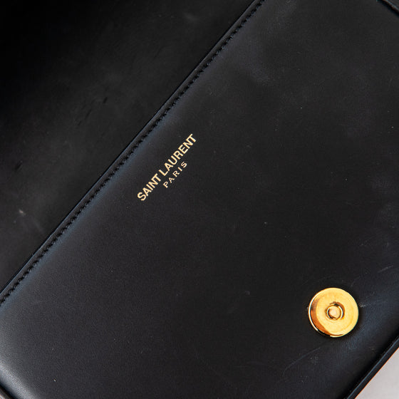 Saint Laurent Black Leather Monogramme Sac Université Crossbody Bag
