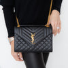 Saint Laurent Medium Black Quilted Embossed Leather Envelope Bag