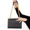 Saint Laurent Medium Black Quilted Embossed Leather Envelope Bag