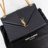Saint Laurent Navy Leather Large  Envelope Shoulder Bag