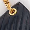 Saint Laurent Navy Leather Large  Envelope Shoulder Bag