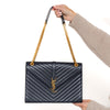 Saint Laurent Navy Leather Large  Envelope Shoulder Bag