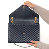 Saint Laurent Navy Leather Large  Envelope Shoulder Bag