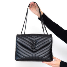  Saint Laurent  Loulou Medium Quilted Black Leather Shoulder Bag