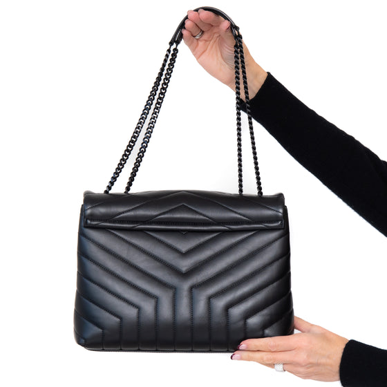 Saint Laurent  Loulou Medium Quilted Black Leather Shoulder Bag