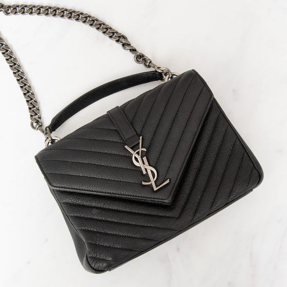 Saint Laurent Medium Black Monogram Matelasse College Bag