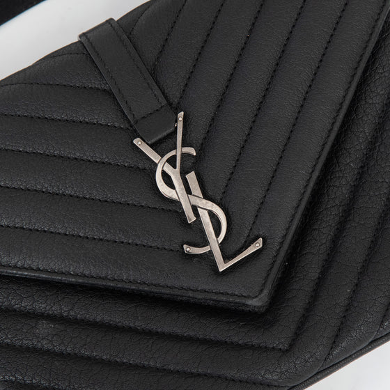 Saint Laurent Medium Black Monogram Matelasse College Bag