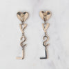 YSL Opyum Heart Crystal Logo Drop Earrings