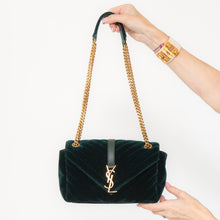  Saint Laurent Velvet Matelassé Chevron Medium Monogram Chain Bag