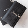 Saint Laurent Kate Black Mock Croc Monogram tassel bag