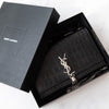 Saint Laurent Kate Black Mock Croc Monogram tassel bag