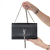 Saint Laurent Kate Black Mock Croc Monogram tassel bag