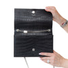 Saint Laurent Kate Black Mock Croc Monogram tassel bag