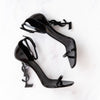 YSL Opyum 110 Black Patent Logo Heels
