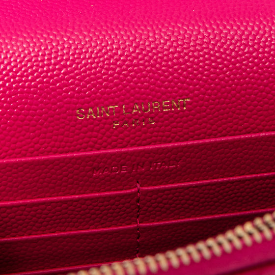 Saint Laurent Envelope Pink Leather Wallet In Chain Bag