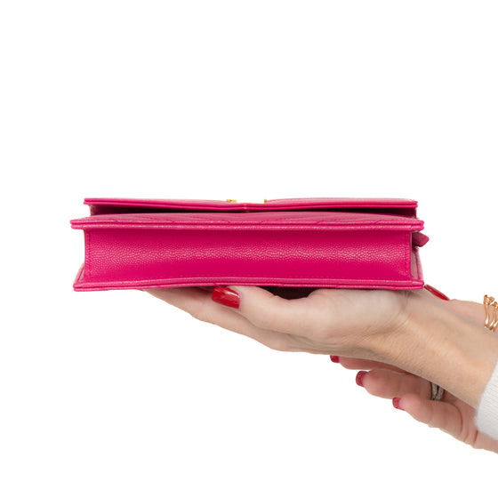 Saint Laurent Envelope Pink Leather Wallet In Chain Bag