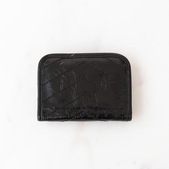 Saint Laurent Crinkled Calfskin Matelasse Monogram Niki Fold Wallet