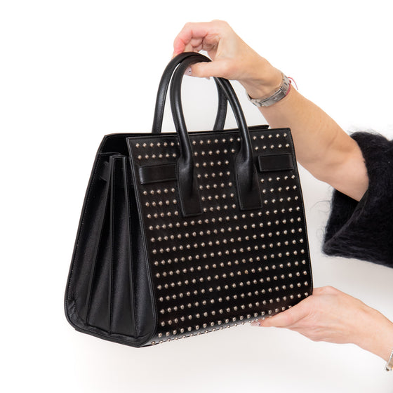 Saint Laurent Black Studded  Sac Du Jour Bag