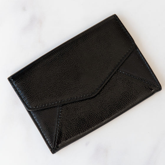Yves Saint Laurent Rive Gauche Leather Black Y Mail Envelope Card Holder Wallet