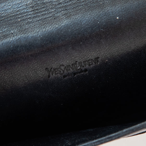 Yves Saint Laurent Rive Gauche Leather Black Y Mail Envelope Card Holder Wallet