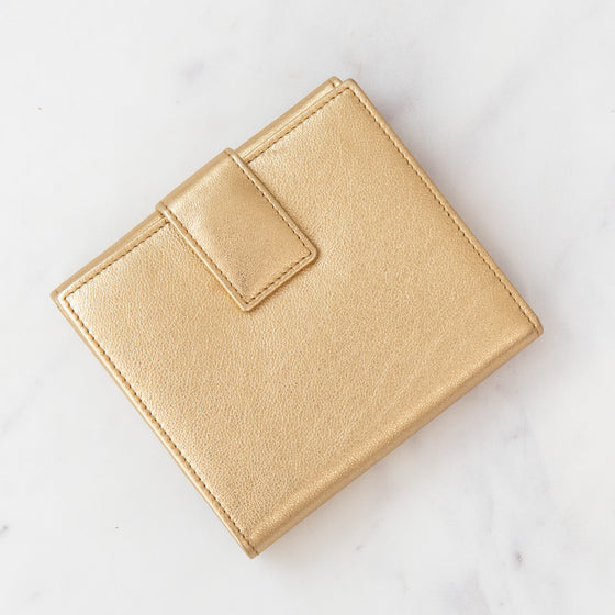 Yves Saint Laurent  Metallic Gold Y Mail Wallet