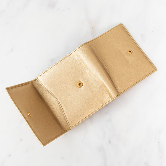 Yves Saint Laurent  Metallic Gold Y Mail Wallet