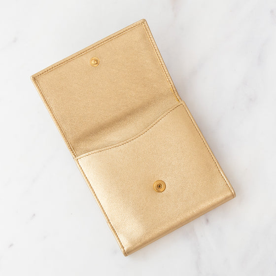 Yves Saint Laurent  Metallic Gold Y Mail Wallet