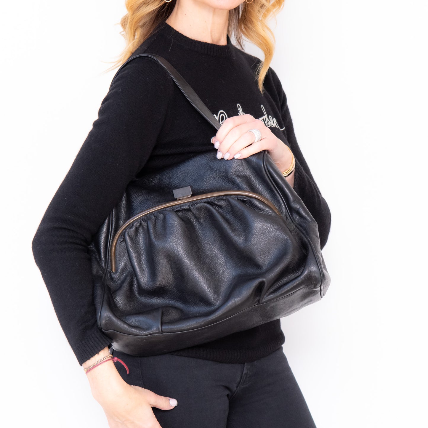Erva Black Leather Bag - EVEYSPRELOVED