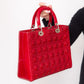Lady Dior Large Red Patent Leather Bag