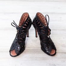 Alaia Black Leather Open Toe Ankle Boots Alaia