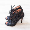 Alaia Black Leather Open Toe Ankle Boots