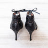 Alaia Black Leather Open Toe Ankle Boots