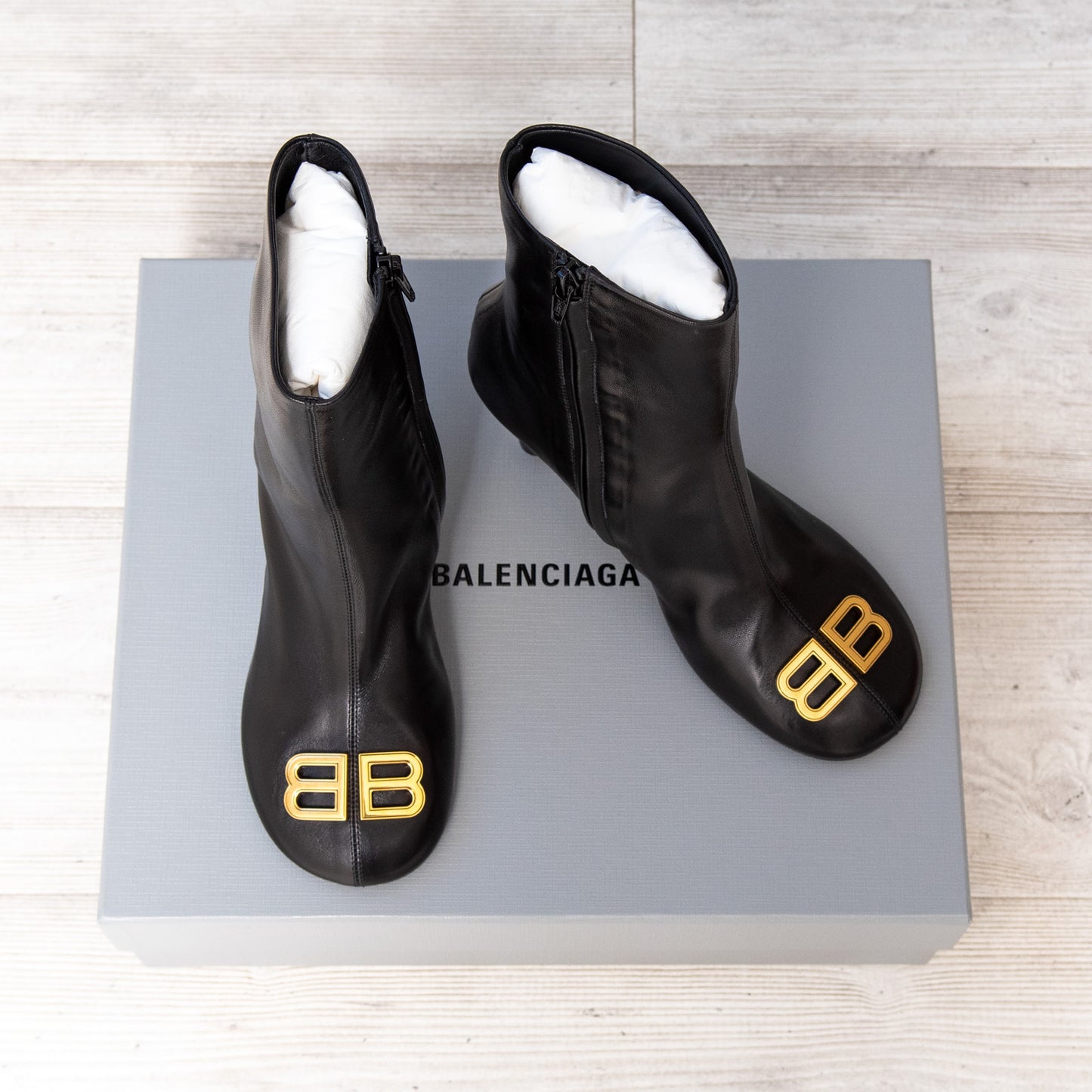 Balenciaga Black BB Leather Boots Size 37 - EVEYSPRELOVED
