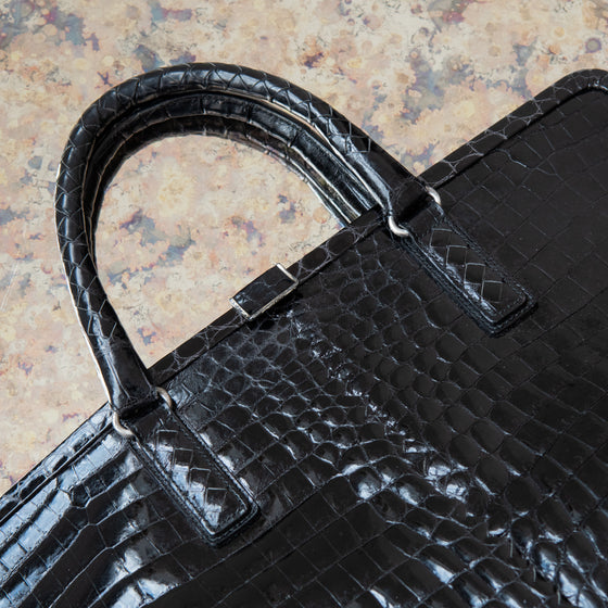 Bottega Veneta Vintage Black Crocodile Bag