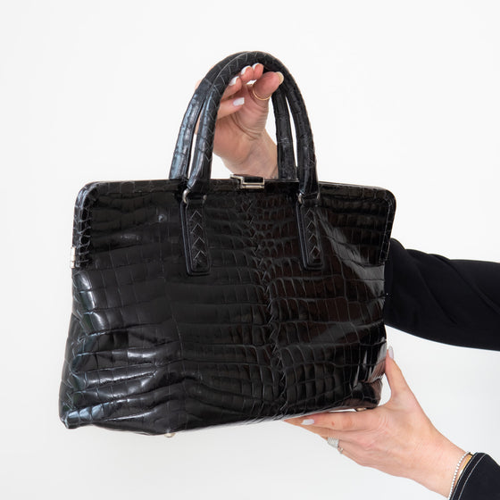 Bottega Veneta Vintage Black Crocodile Bag