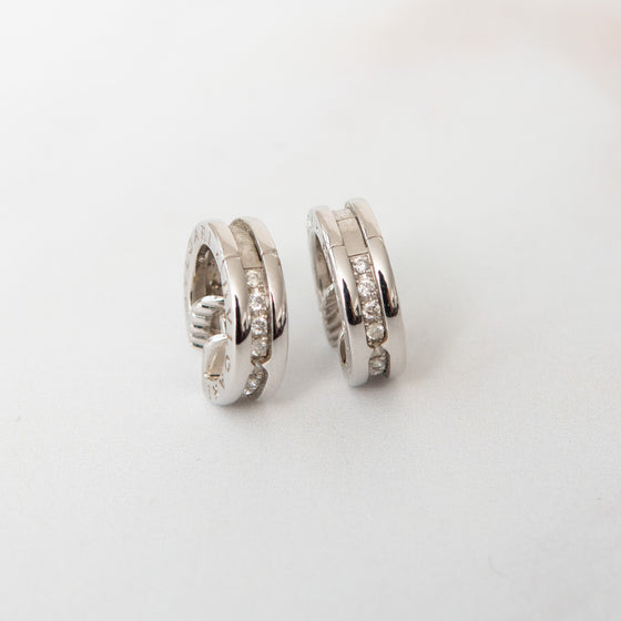 Bulgari B Zero White Gold And Diamond Hoop Earrings