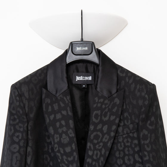 Just Cavalli Black Leopard Print Blazer