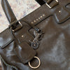 Celine Vintage Olive Green Leather Tote Bag