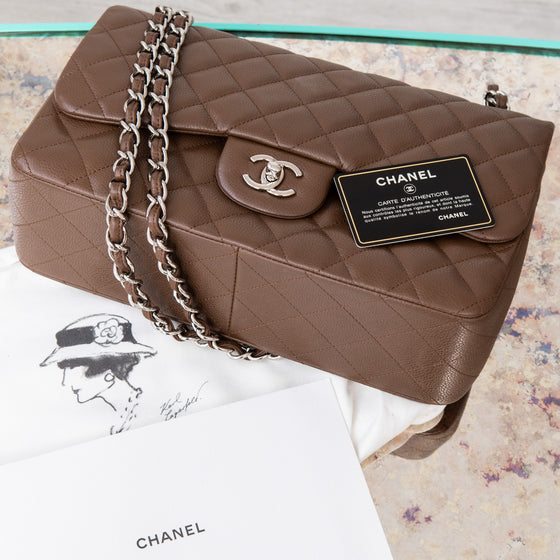 Chanel Brown Double Flap Jumbo Bag
