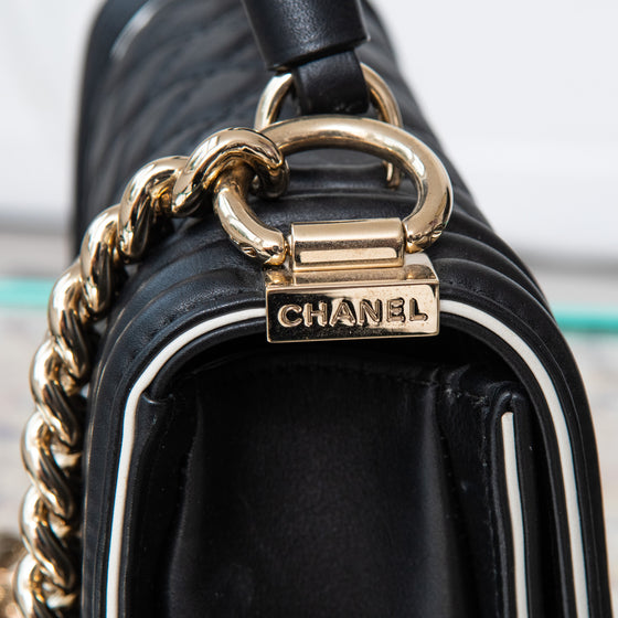 Chanel Black Small Boy Bag Top Handle