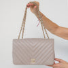 Chanel Beige Chevron Flap Bag