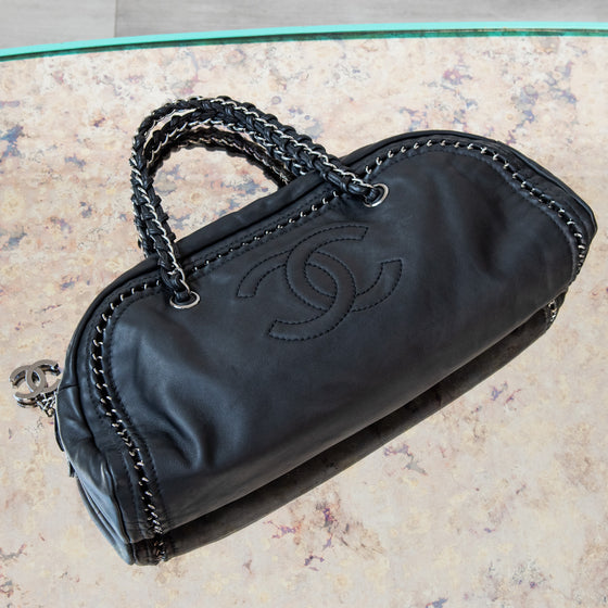 Chanel Medium Bowler Bag in Black Lamb Leather