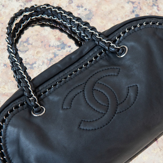 Chanel Medium Bowler Bag in Black Lamb Leather