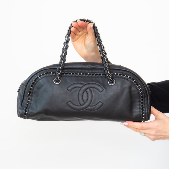 Chanel Medium Bowler Bag in Black Lamb Leather