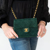 Chanel Vintage Green Mini Square Suede Flap Bag