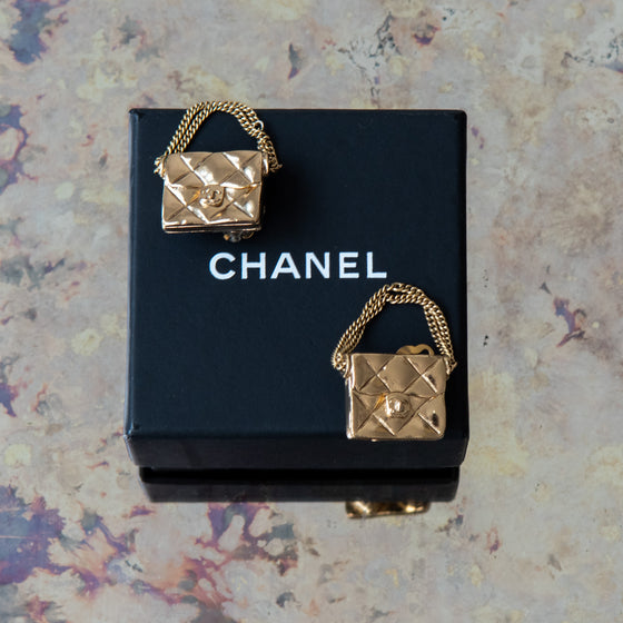 Chanel Matelasse Bag Motif Clip On Earrings