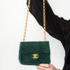 Chanel Vintage Green Mini Square Suede Flap Bag