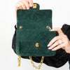 Chanel Vintage Green Mini Square Suede Flap Bag