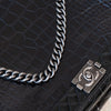 Chanel Black Large Reverso Aligator And Patent Boy Bag